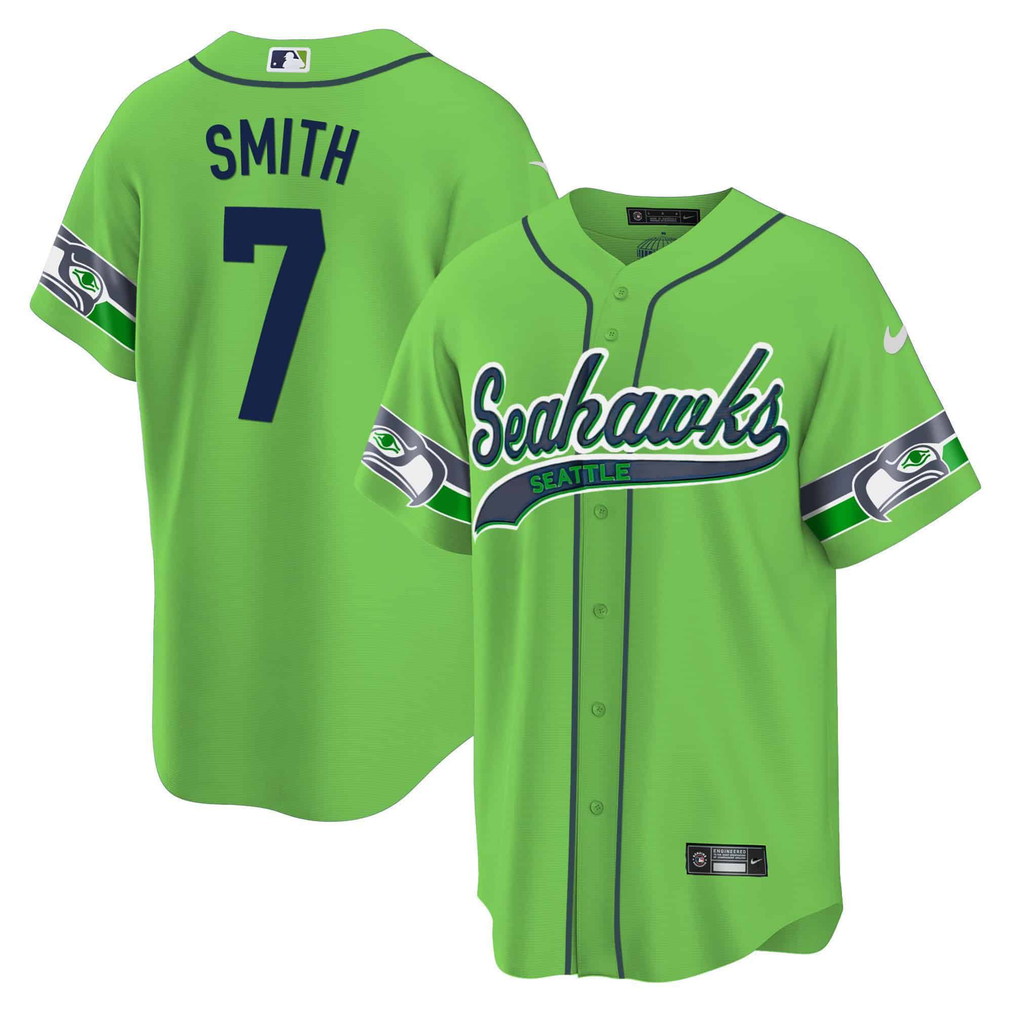Men Seattle Seahawks 7 Smith Green 2024 Nike Throwback Gold Cool Base NFL Jersey